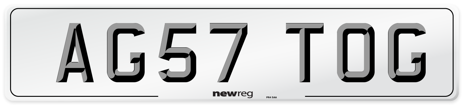 AG57 TOG Number Plate from New Reg